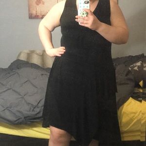 Black asymmetrical mid length dress